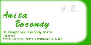 anita borondy business card